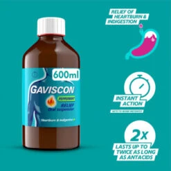 Gaviscon Original Peppermint 600ml 7 Gaviscon Original Peppermint 600ml -Care Product Store 358985 gavison liquid peppermint 600ml 2