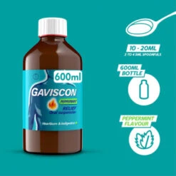 Gaviscon Original Peppermint 600ml 6 Gaviscon Original Peppermint 600ml -Care Product Store 358985 gavison liquid peppermint 600ml 3