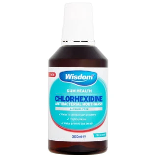 Wisdom Chlorhexidine Antibacterial Mouthwash 300ml 1 Wisdom Chlorhexidine Antibacterial Mouthwash 300ml