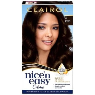 Clairol Nice'n Easy Creme Permanent Hair Dye - 3 Brown Black 1 Clairol Nice'n Easy Creme Permanent Hair Dye - 3 Brown Black
